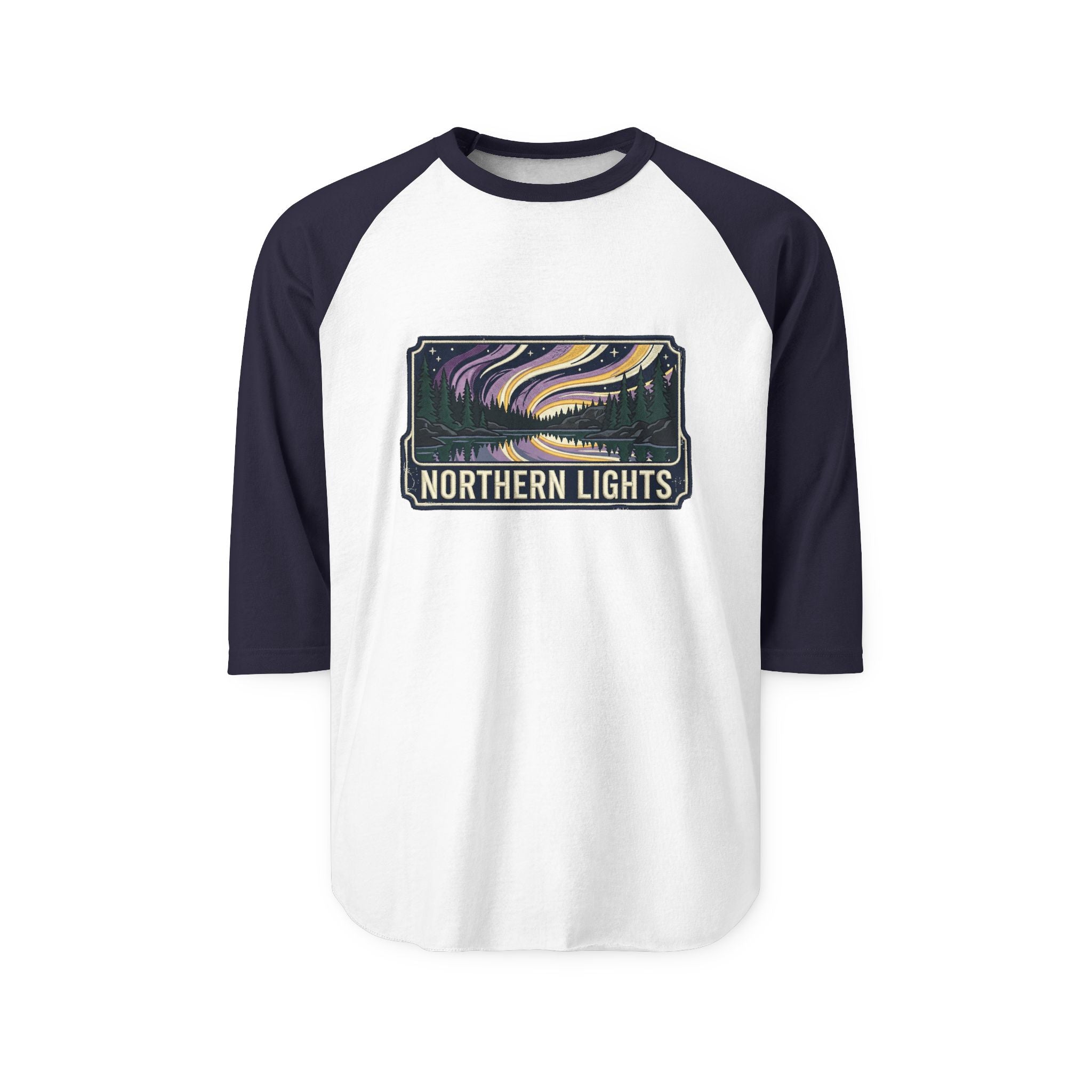 Northern Lights Raglan Shirt — Aurora Graphic 3/4 Sleeve