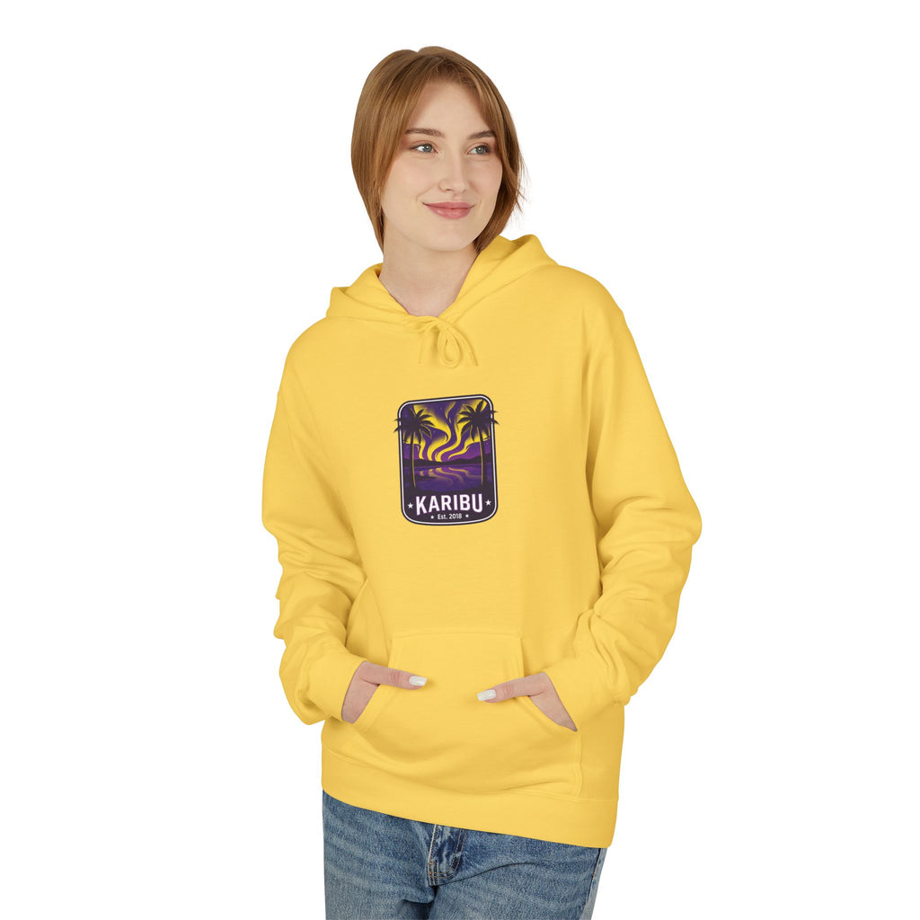 Karibu Tropical Sunset Hoodie — Beach Vacation Palm Tree Sweatshirt