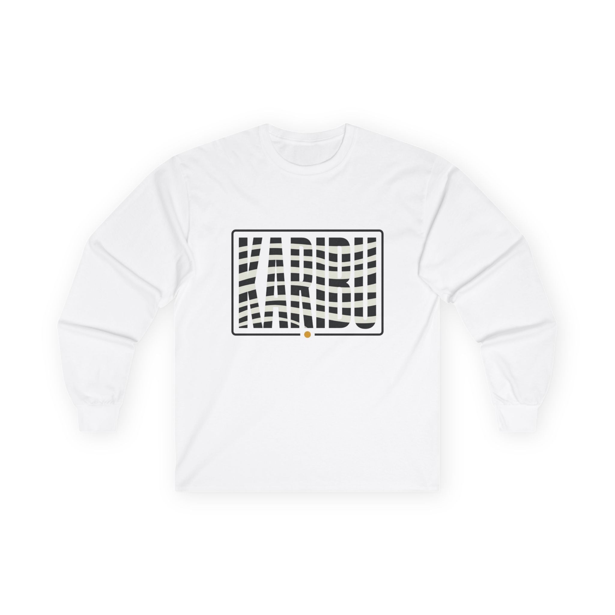 Optical Wave Long Sleeve Tee — Black Grid Illusion Design