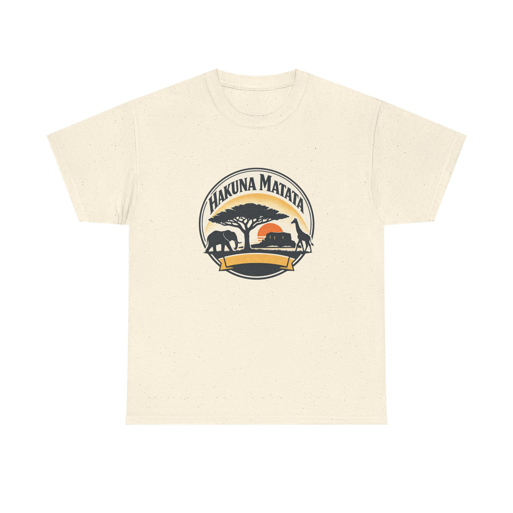 Hakuna Matata Safari T-Shirt — Vintage Sunset Elephant & Acacia Tree Tee