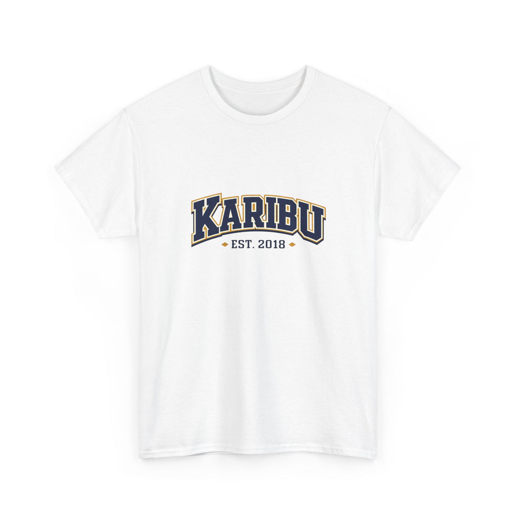Karibu Est. 2018 Graphic Tee — Vintage Collegiate White T‑Shirt