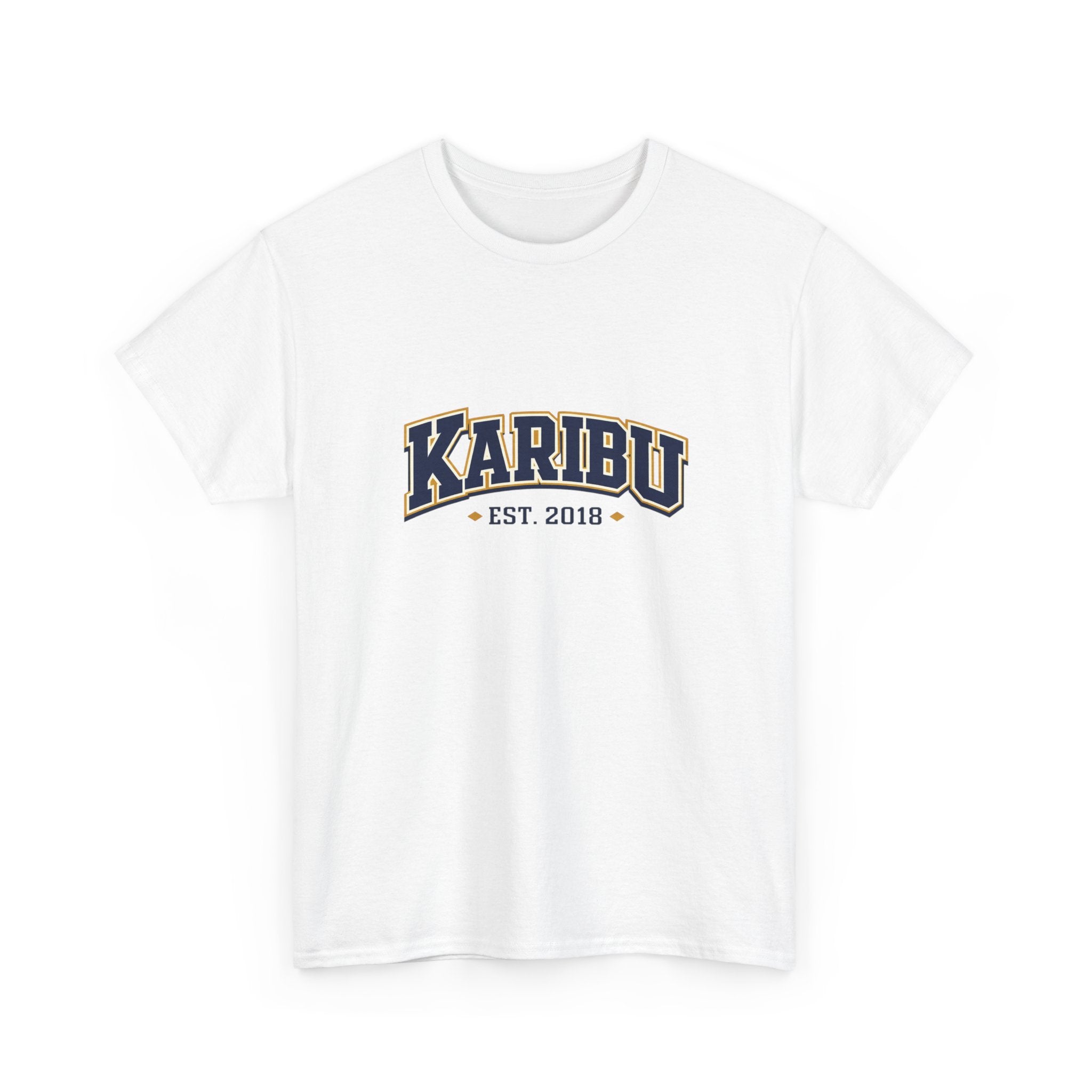 Karibu Est. 2018 Graphic Tee — Vintage Collegiate White T‑Shirt