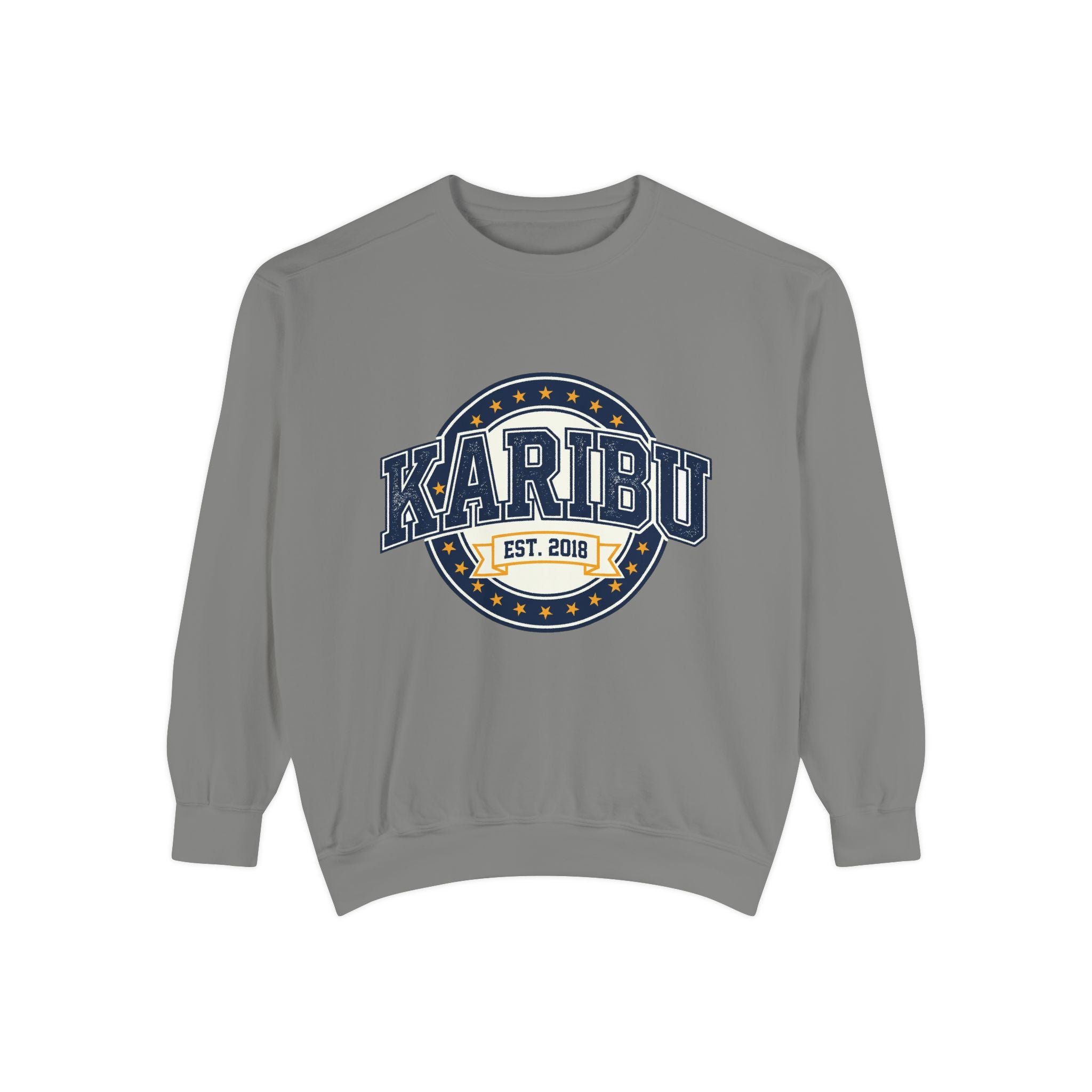 Karibu Crewneck Sweatshirt – Vintage Collegiate Est. 2018 Garment-Dyed Pullover