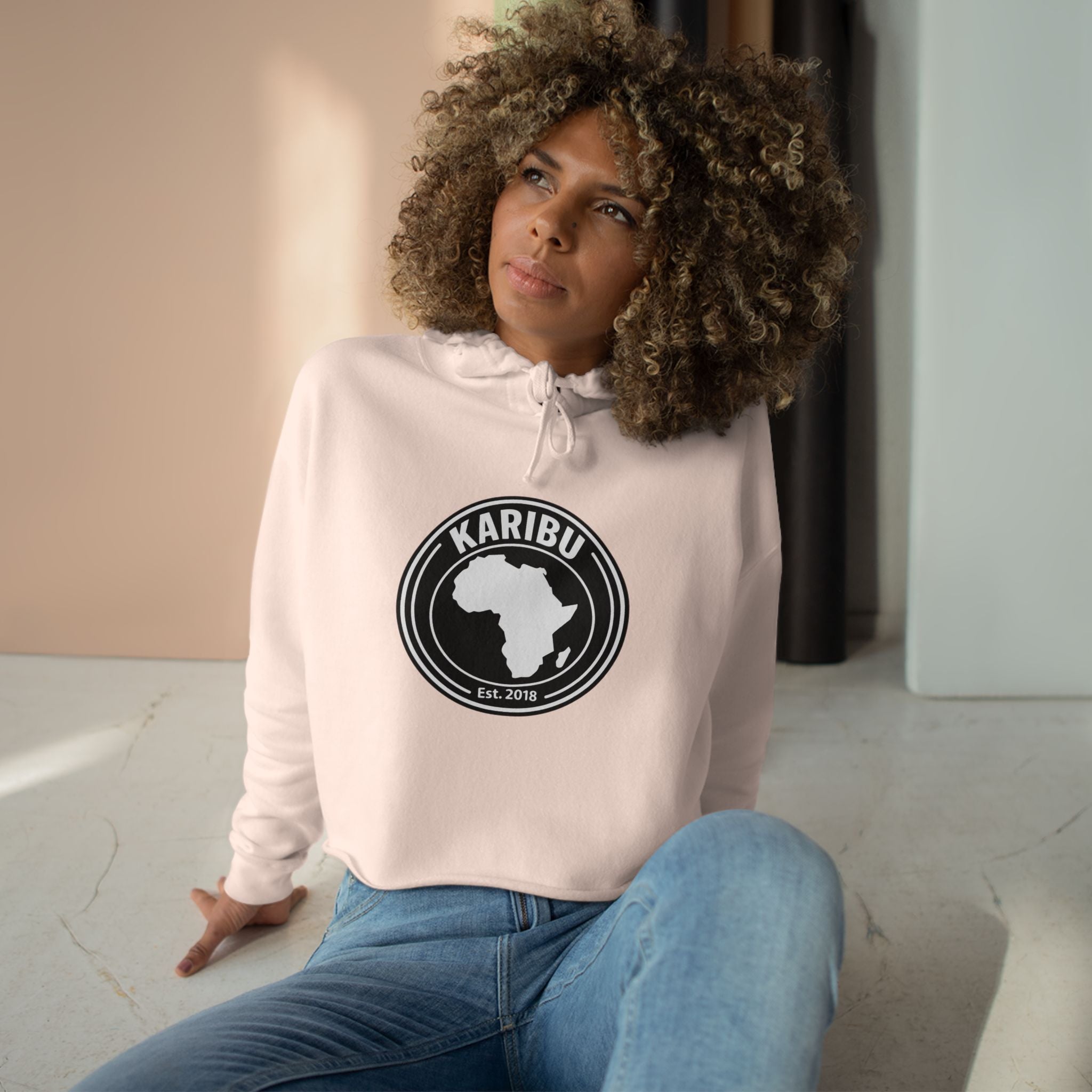 Crop Hoodie Karibu Africa Theme