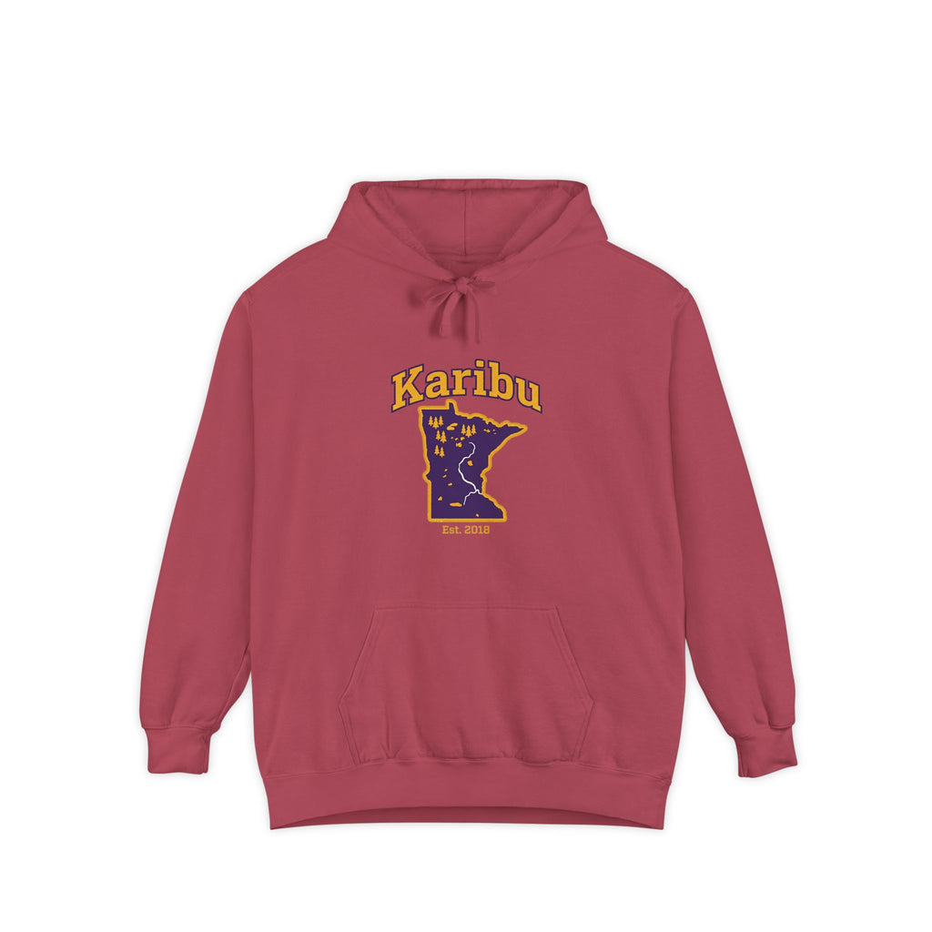Karibu Minnesota Map Hoodie — Retro Night Sky State Pride Pullover