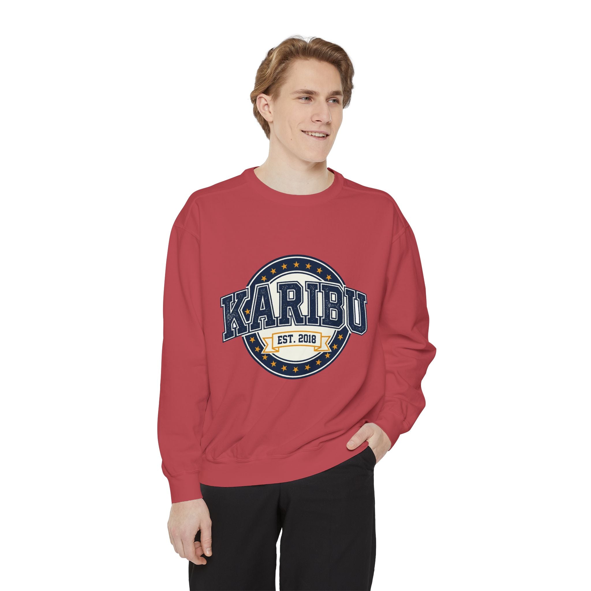 Karibu Crewneck Sweatshirt – Vintage Collegiate Est. 2018 Garment-Dyed Pullover
