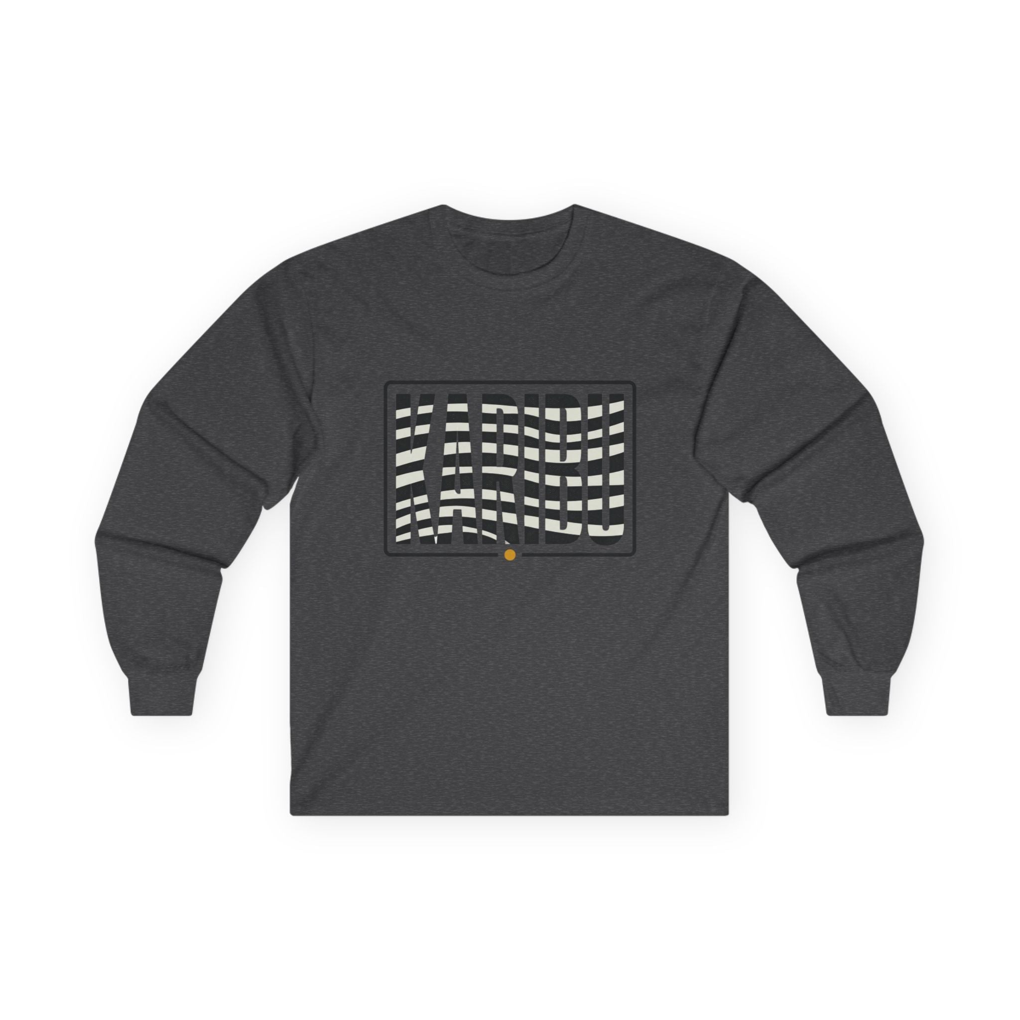 Optical Wave Long Sleeve Tee — Black Grid Illusion Design