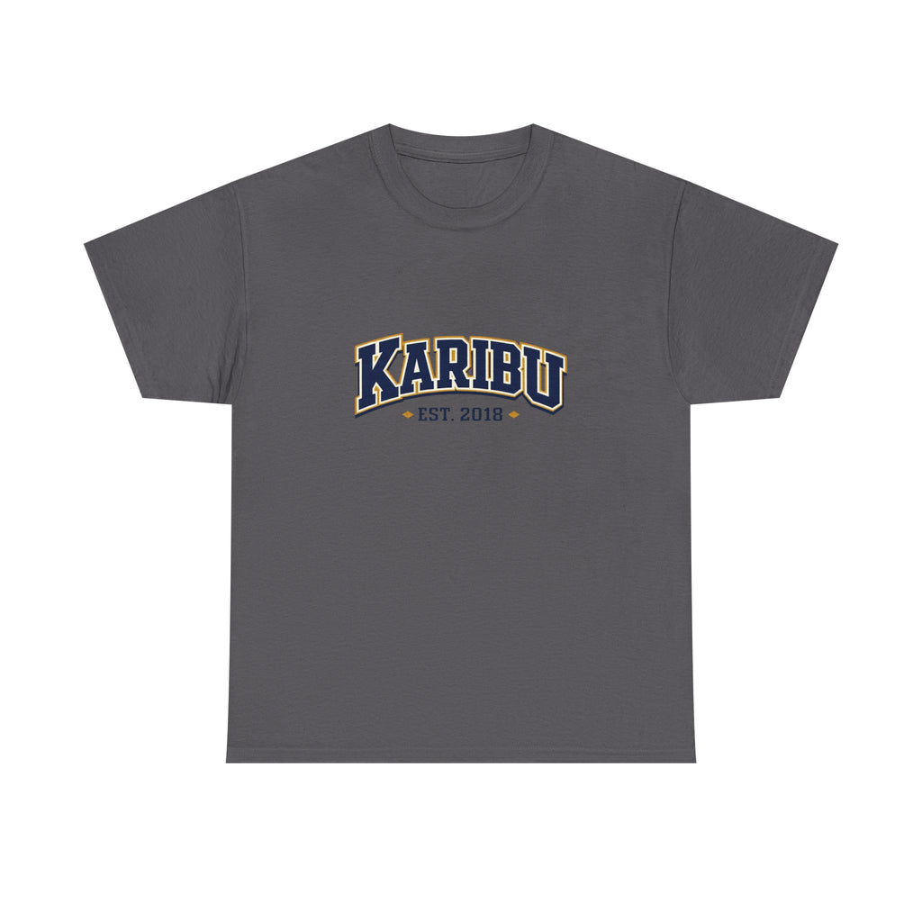 Karibu Est. 2018 Graphic Tee — Vintage Collegiate White T‑Shirt
