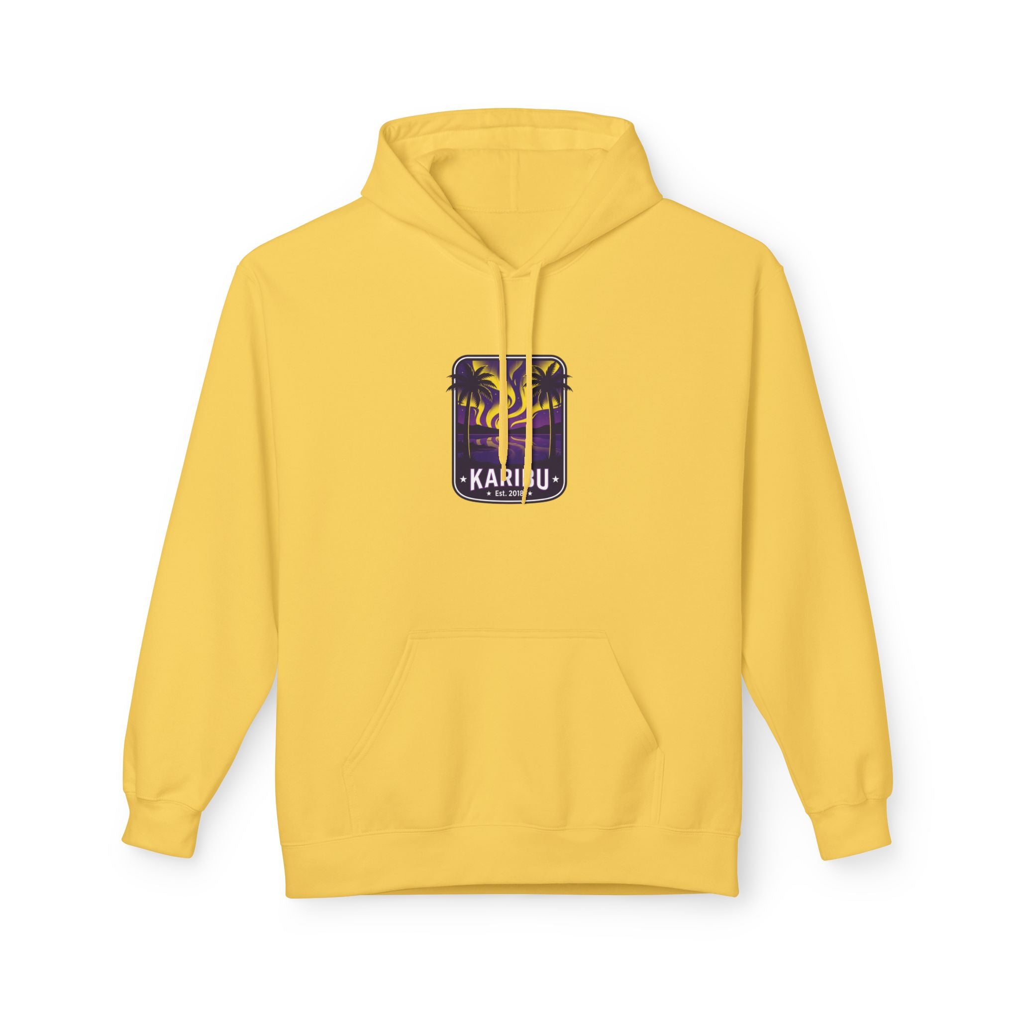 Karibu Tropical Sunset Hoodie — Beach Vacation Palm Tree Sweatshirt