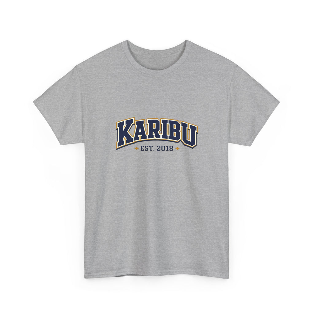 Karibu Est. 2018 Graphic Tee — Vintage Collegiate White T‑Shirt