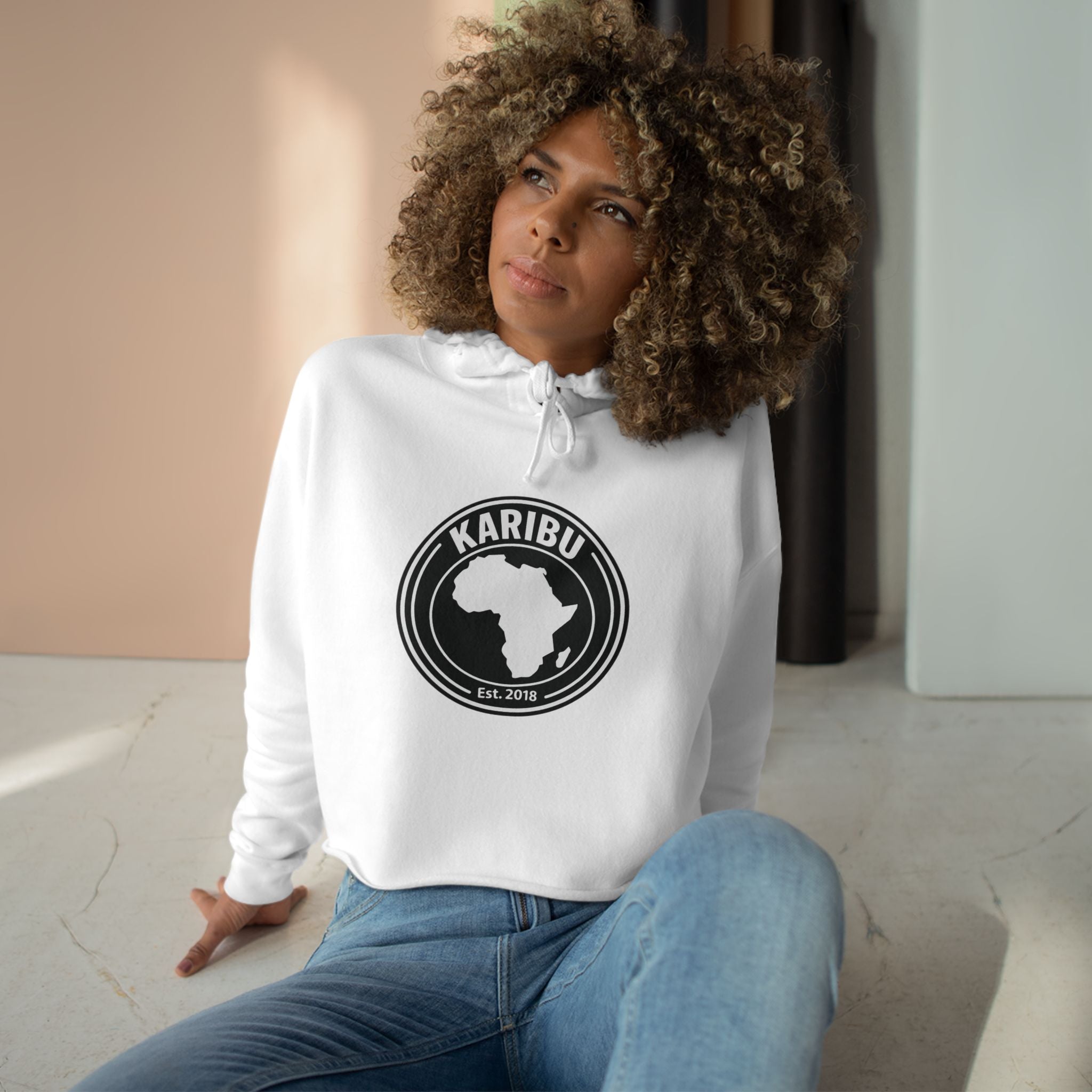 Crop Hoodie Karibu Africa Theme