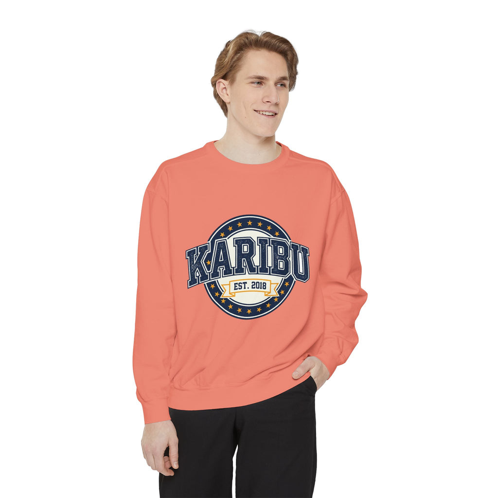 Karibu Crewneck Sweatshirt – Vintage Collegiate Est. 2018 Garment-Dyed Pullover