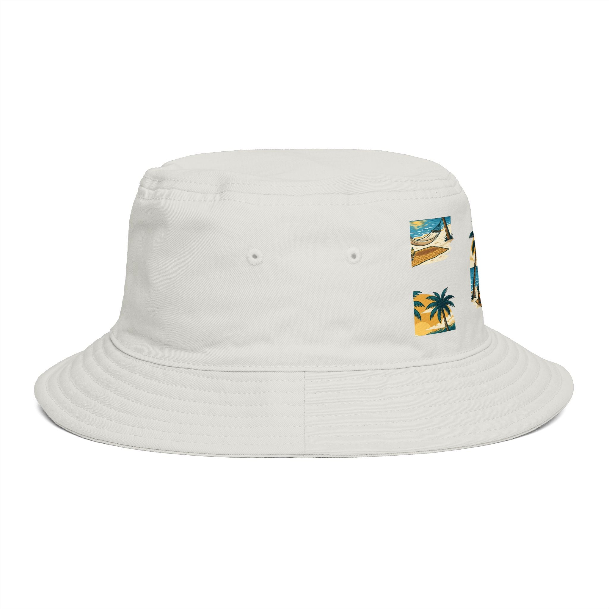 Tropical Palm Bucket Hat — Vintage Beach Sunset Design