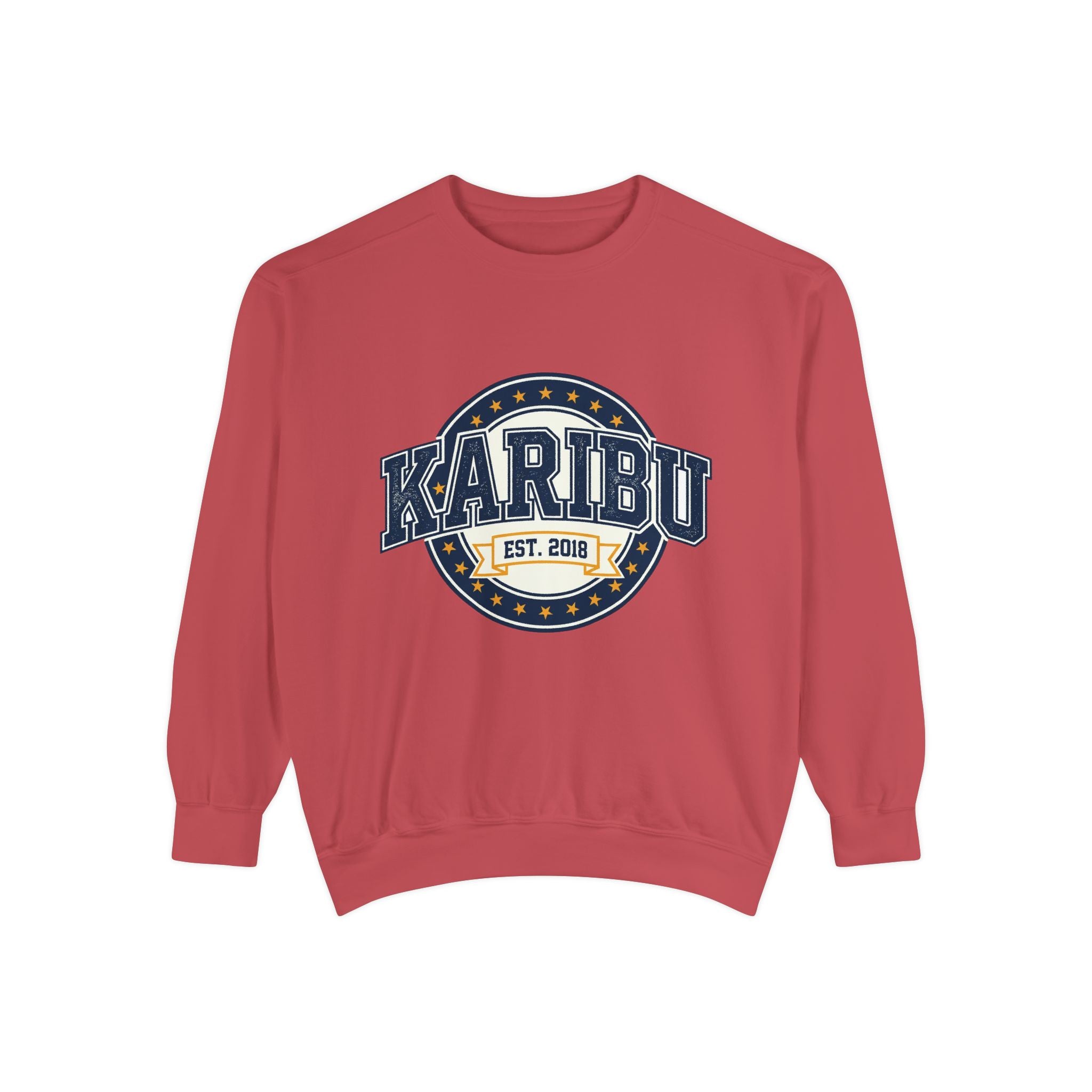 Karibu Crewneck Sweatshirt – Vintage Collegiate Est. 2018 Garment-Dyed Pullover