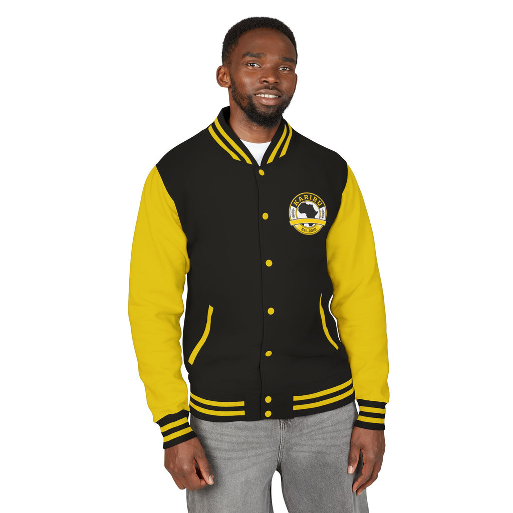 Varsity Jacket — Black & Yellow KARIBU Africa Theme Crest