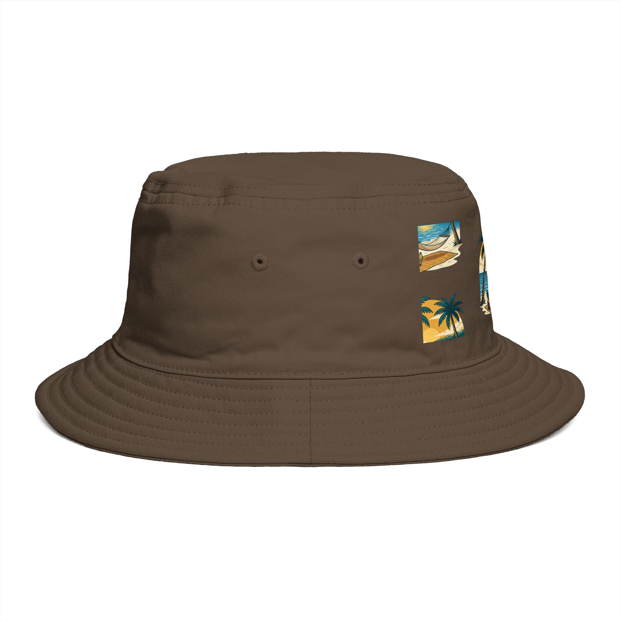 Tropical Palm Bucket Hat — Vintage Beach Sunset Design