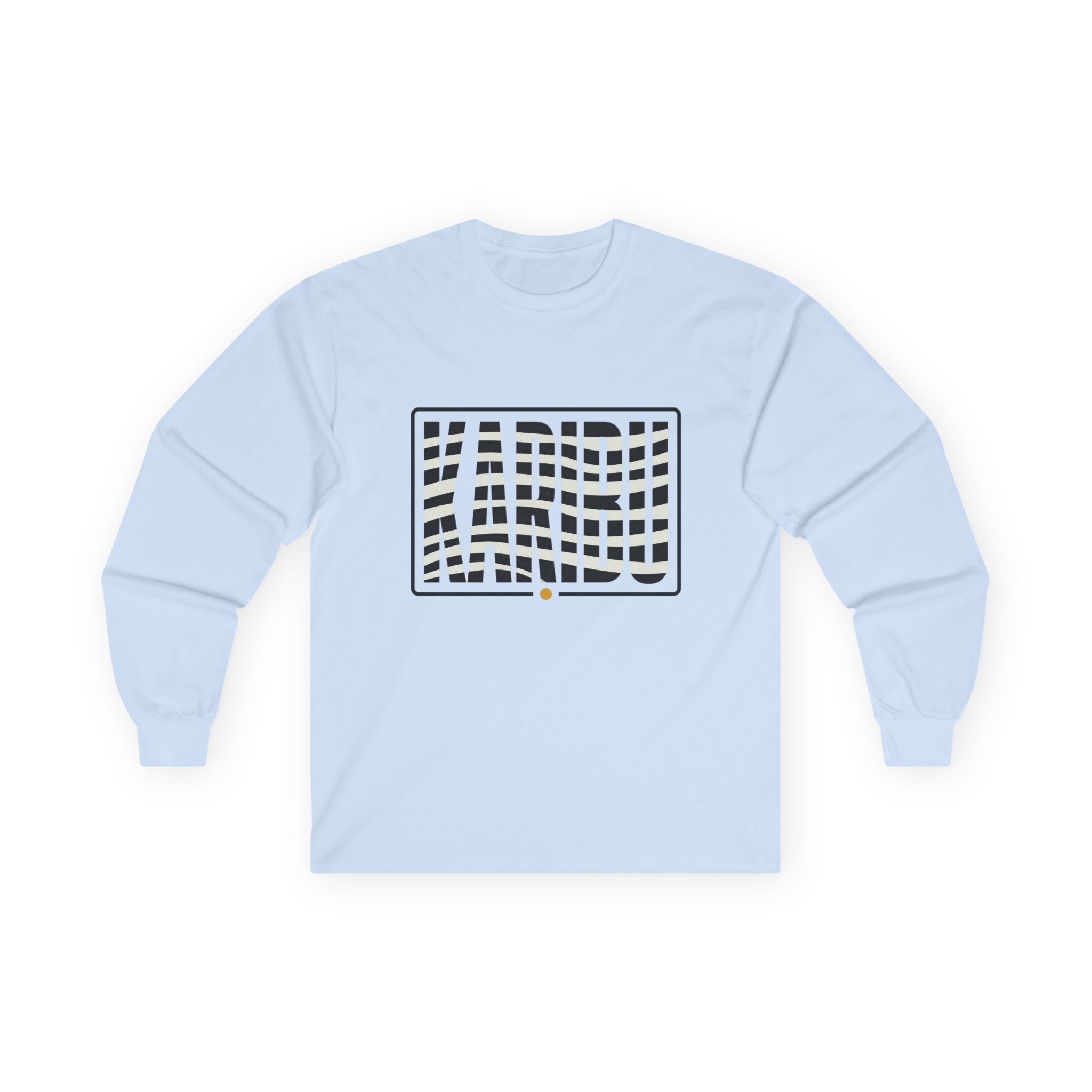 Optical Wave Long Sleeve Tee — Black Grid Illusion Design