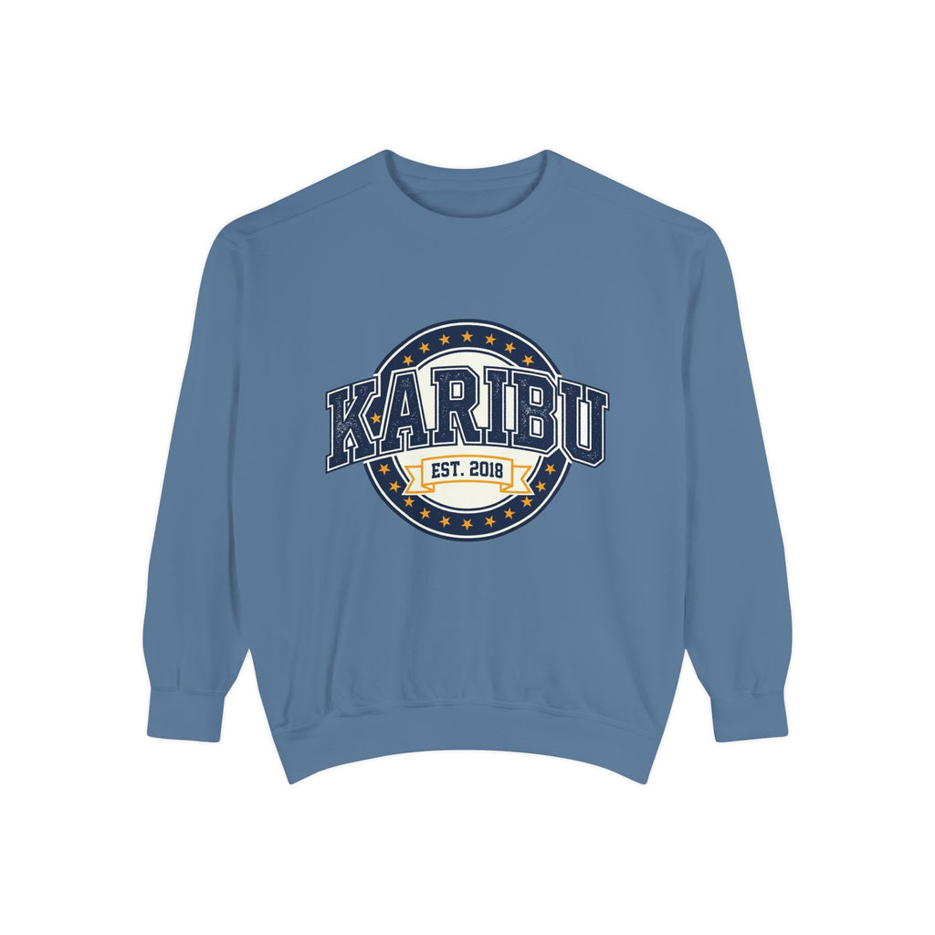 Karibu Crewneck Sweatshirt – Vintage Collegiate Est. 2018 Garment-Dyed Pullover