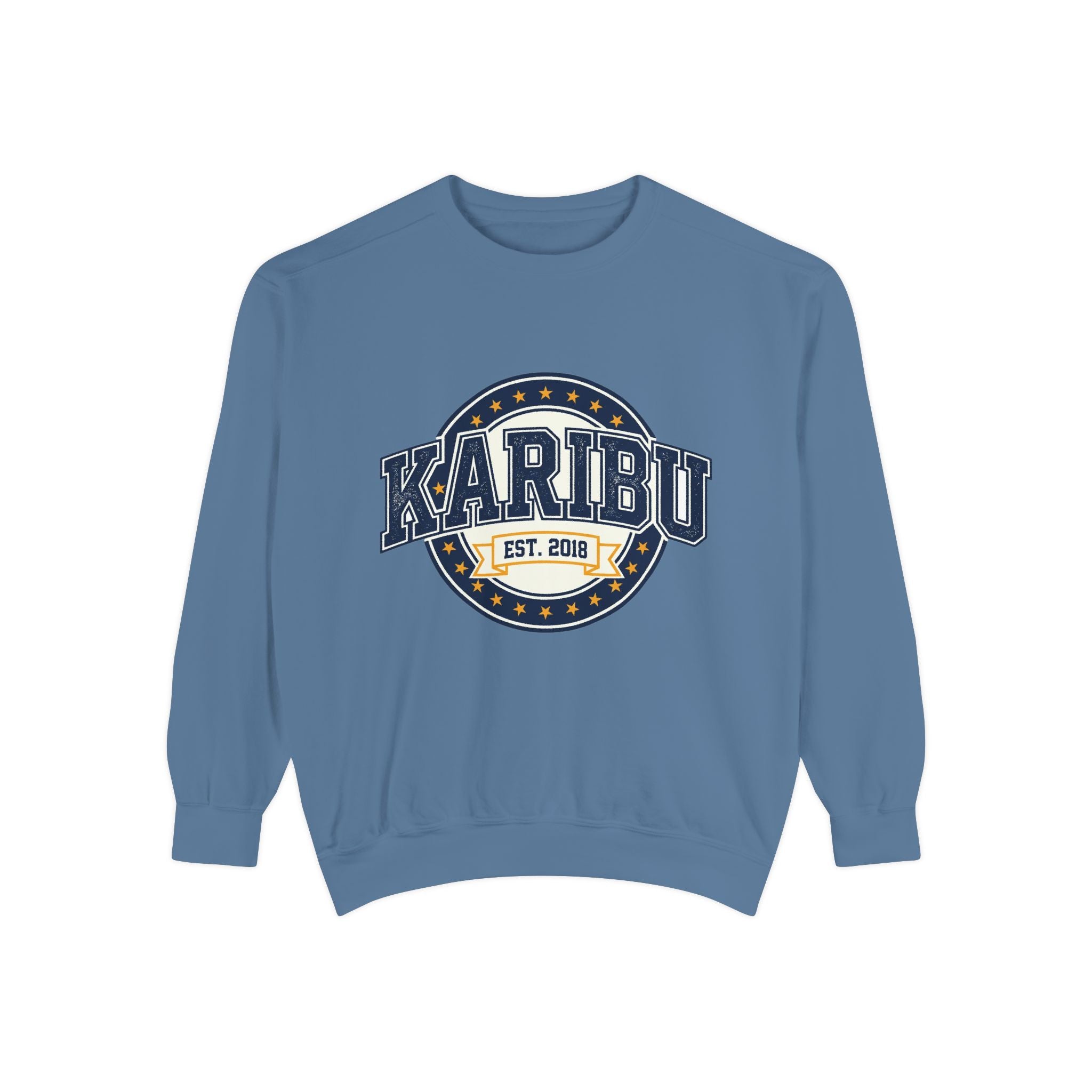 Karibu Crewneck Sweatshirt – Vintage Collegiate Est. 2018 Garment-Dyed Pullover