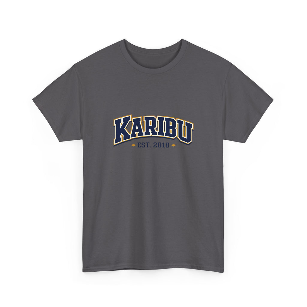 Karibu Est. 2018 Graphic Tee — Vintage Collegiate White T‑Shirt
