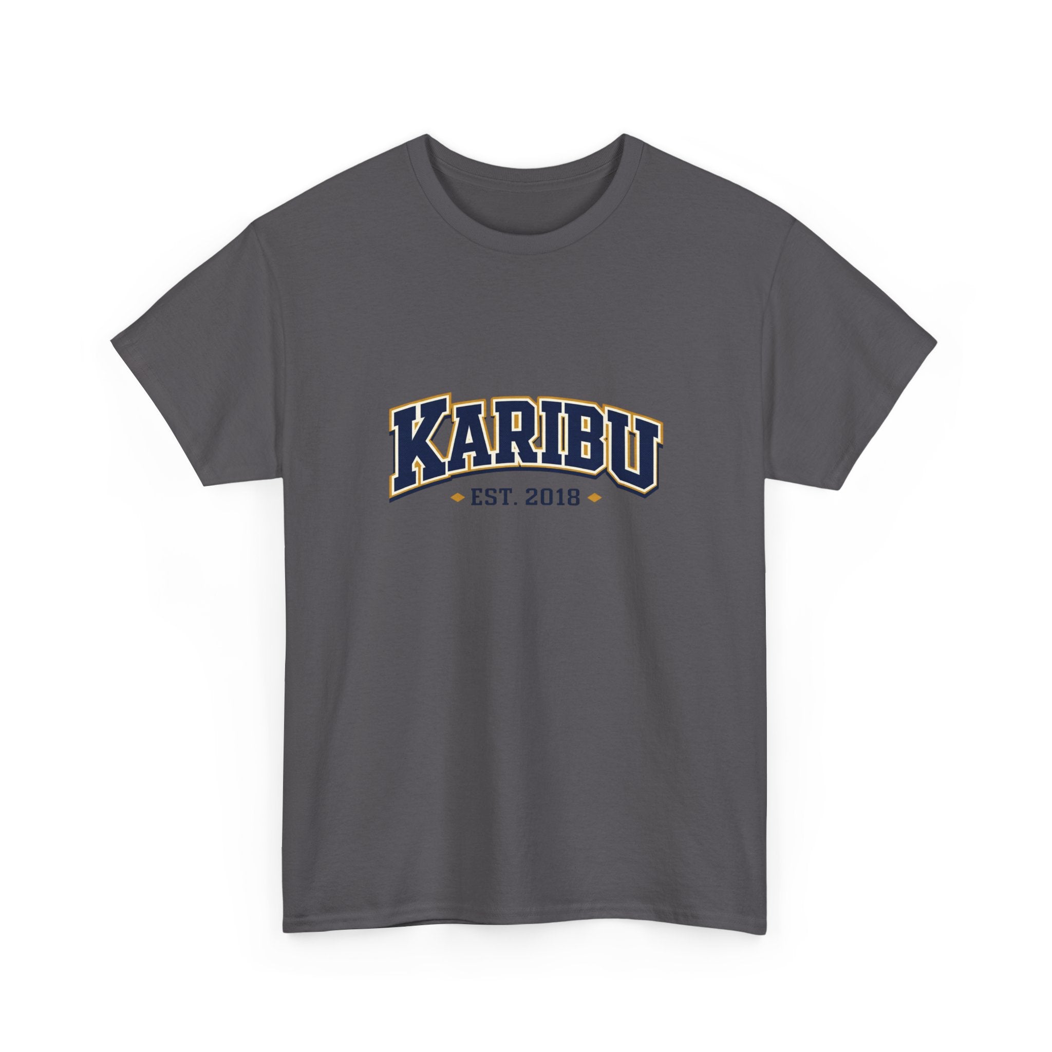 Karibu Est. 2018 Graphic Tee — Vintage Collegiate White T‑Shirt
