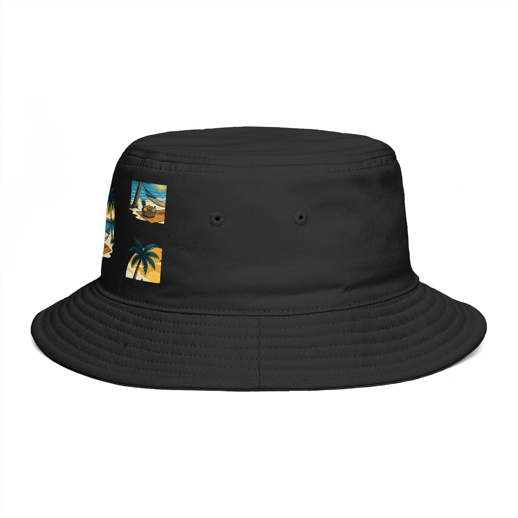 Tropical Palm Bucket Hat — Vintage Beach Sunset Design
