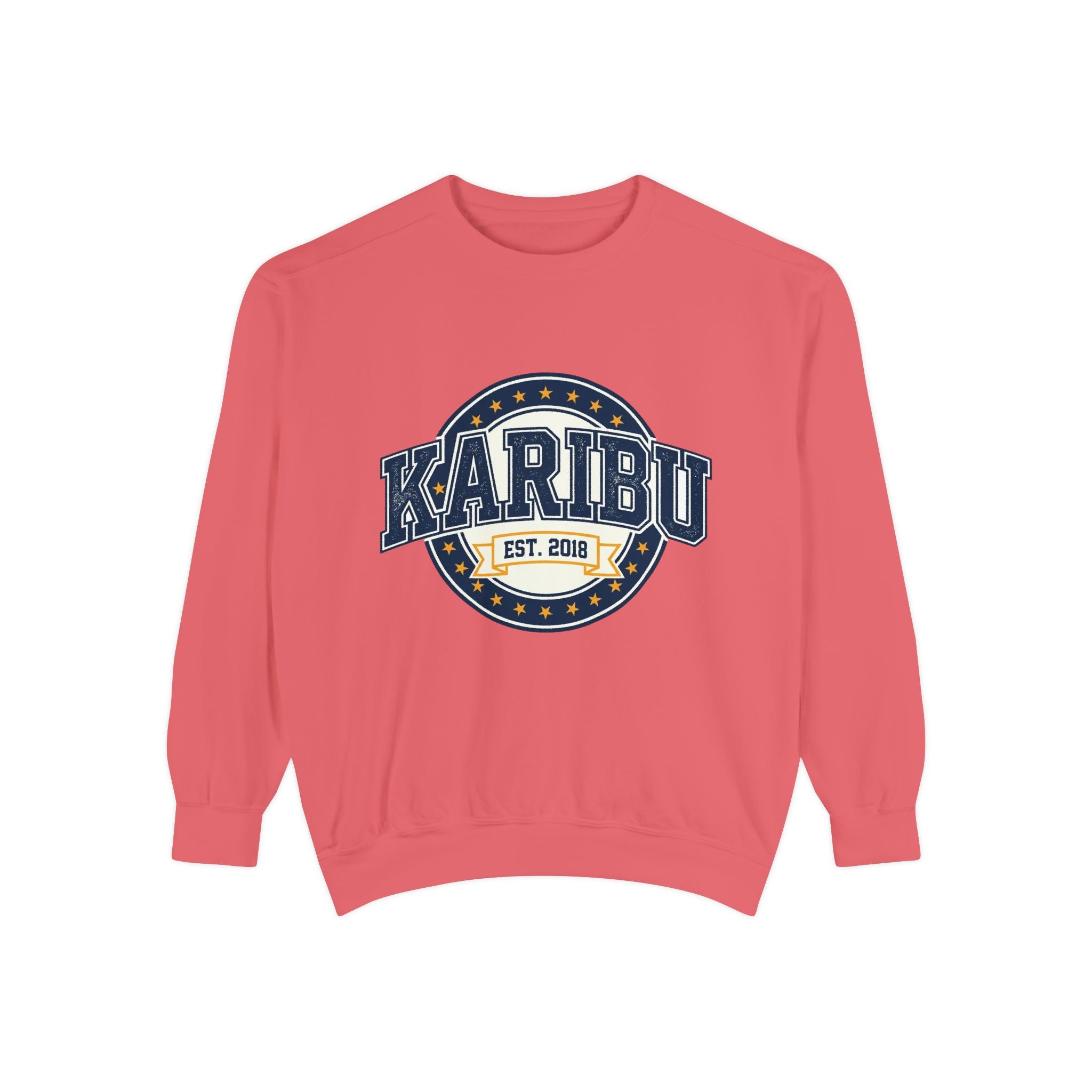 Karibu Crewneck Sweatshirt – Vintage Collegiate Est. 2018 Garment-Dyed Pullover