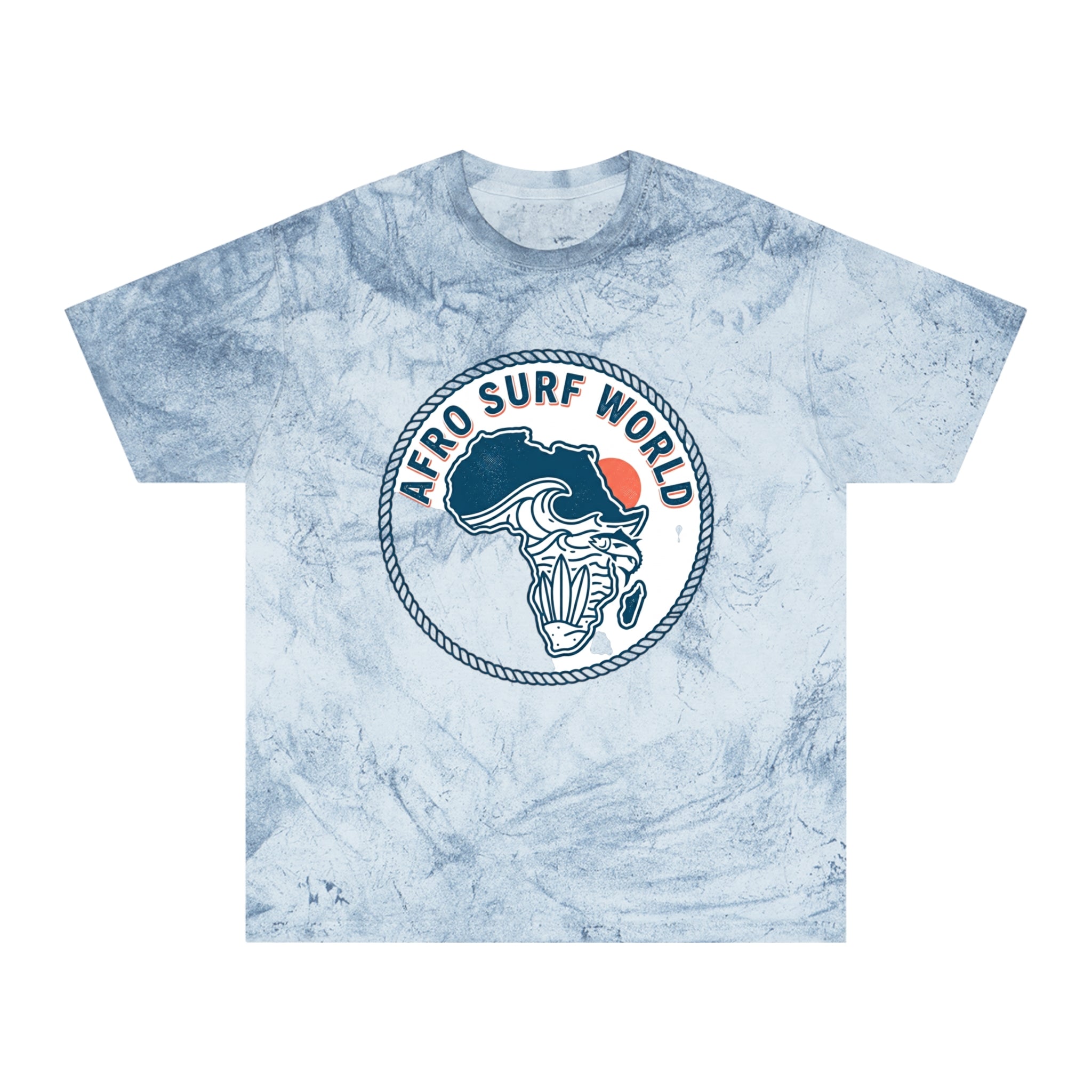 Afro Surf World Tie-Dye T-Shirt — Vintage Surf Logo Tee