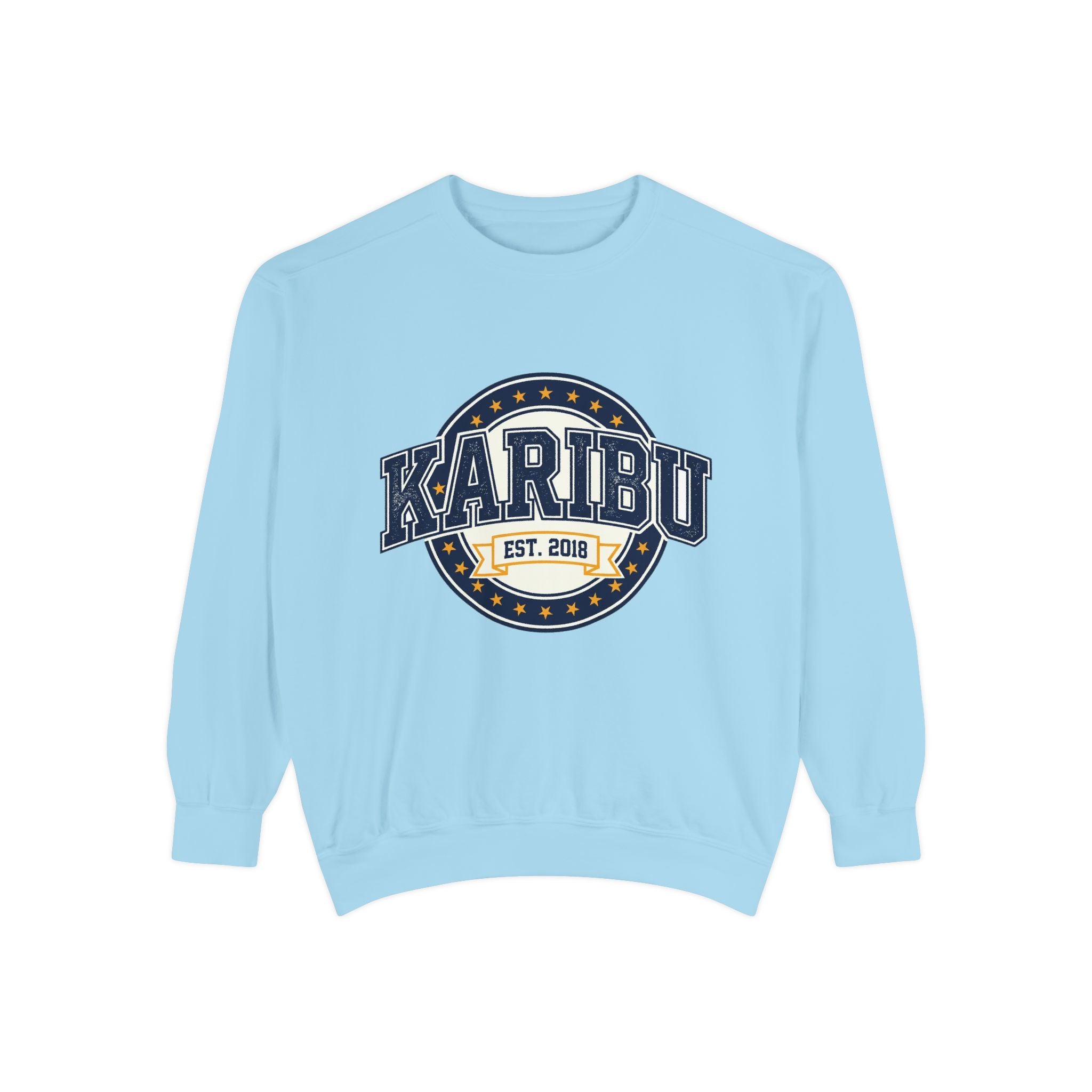 Karibu Crewneck Sweatshirt – Vintage Collegiate Est. 2018 Garment-Dyed Pullover
