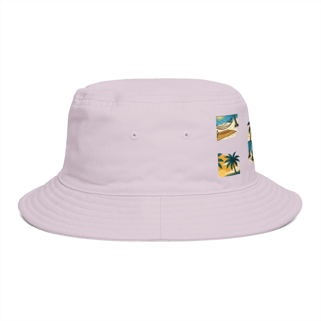 Tropical Palm Bucket Hat — Vintage Beach Sunset Design