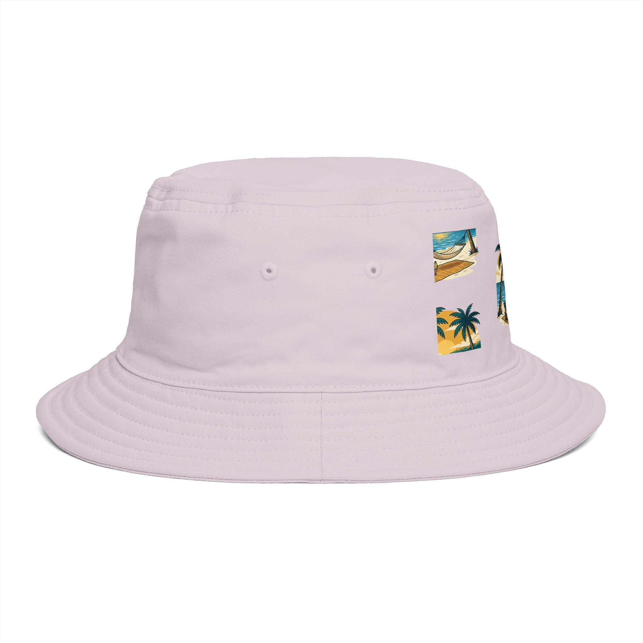 Tropical Palm Bucket Hat — Vintage Beach Sunset Design