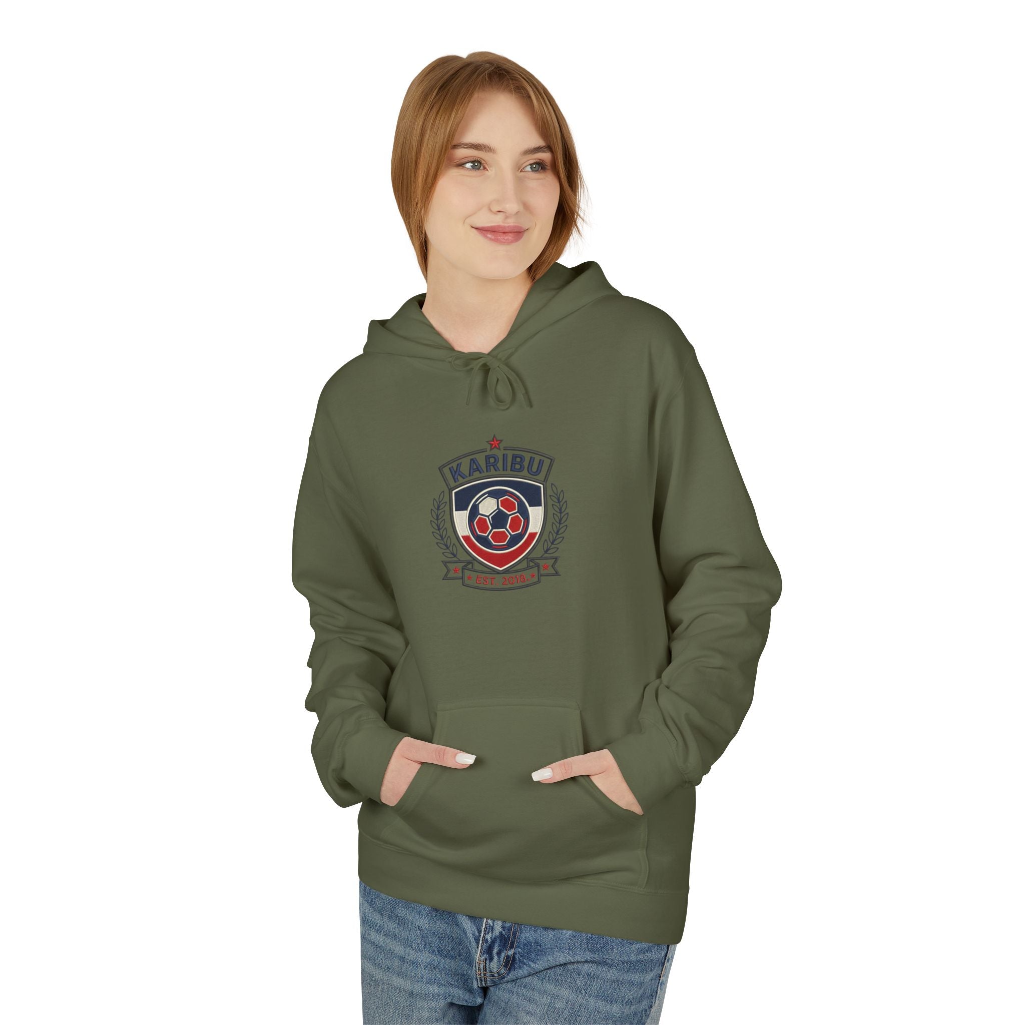Karibu Crest Hoodie — African Welcome Emblem Pullover