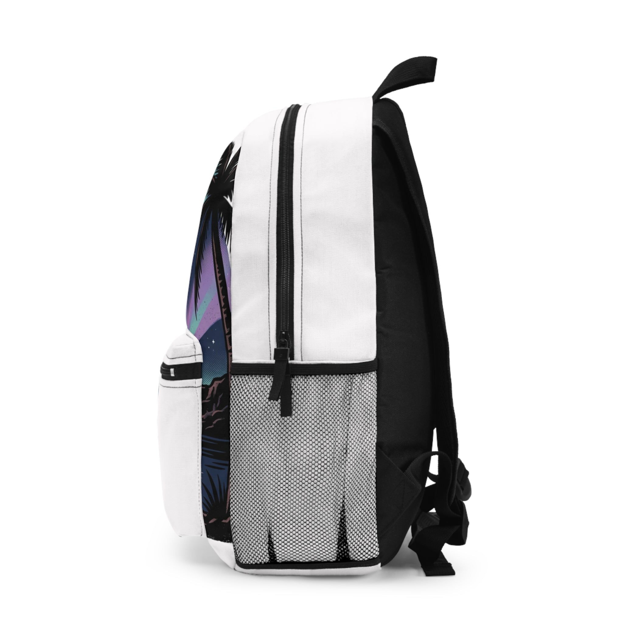 Tropical Northern Lights Backpack — Palm Tree Aurora Print Travel Backpack