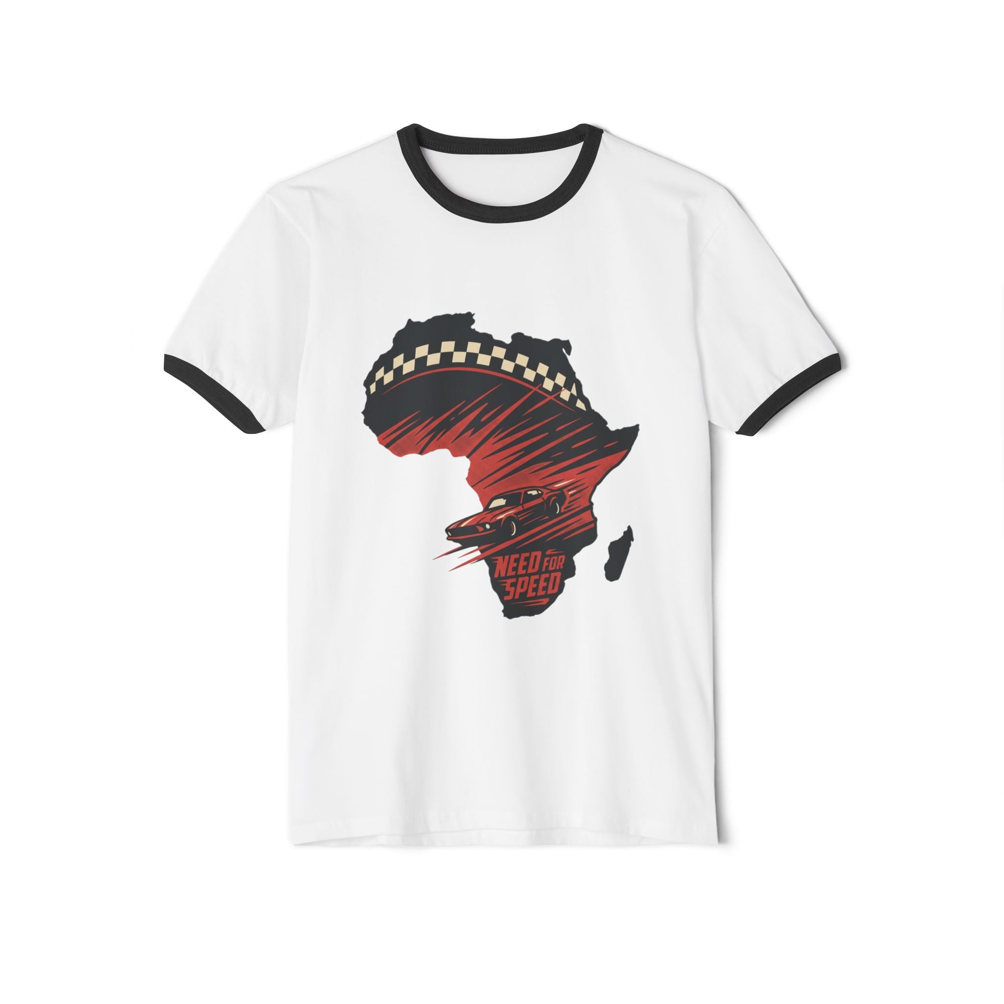 Africa Racing Graphic Ringer Tee — "Need for Speed" Vintage Motorsport T-Shirt