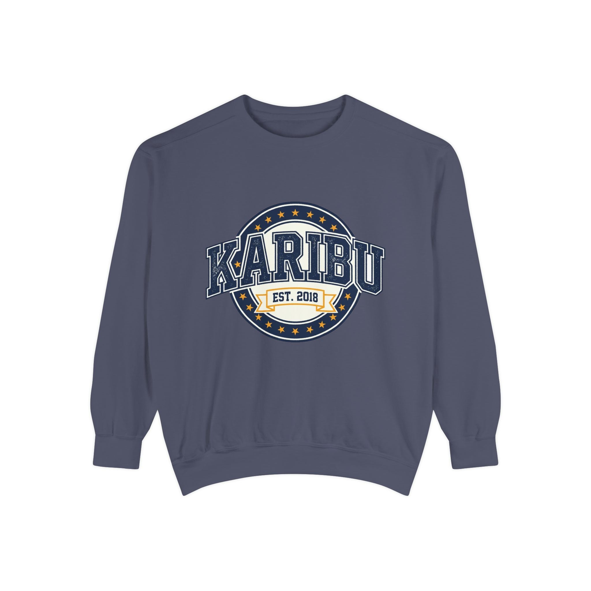 Karibu Crewneck Sweatshirt – Vintage Collegiate Est. 2018 Garment-Dyed Pullover