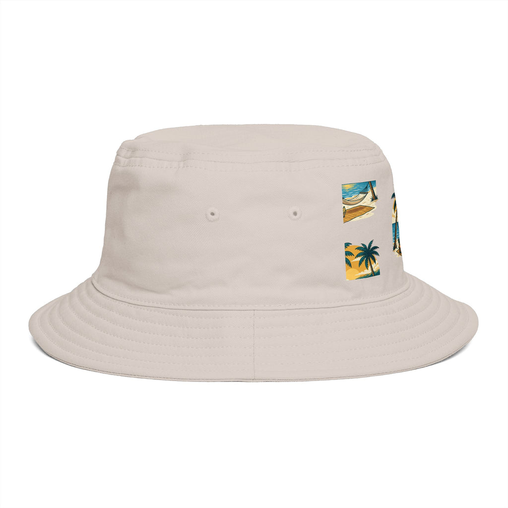 Tropical Palm Bucket Hat — Vintage Beach Sunset Design