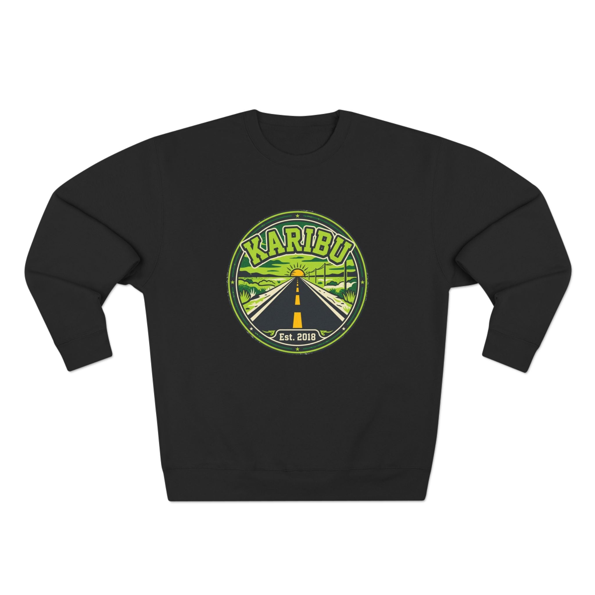 Karibu Roadtrip Crewneck Sweatshirt — Vintage Adventure Travel Graphic