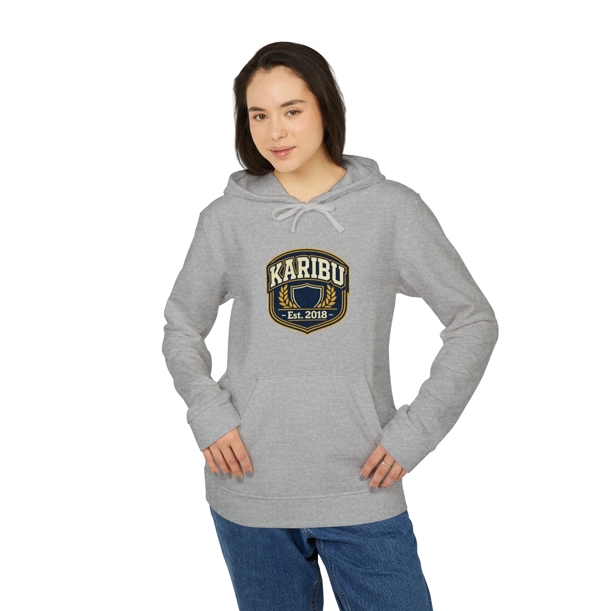 Karibu Est. 2018 Hoodie – Retro Patch Logo Fleece Hoodie