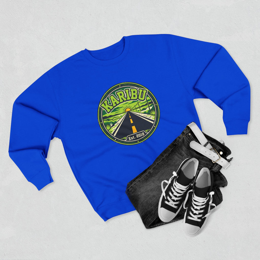 Karibu Roadtrip Crewneck Sweatshirt — Vintage Adventure Travel Graphic